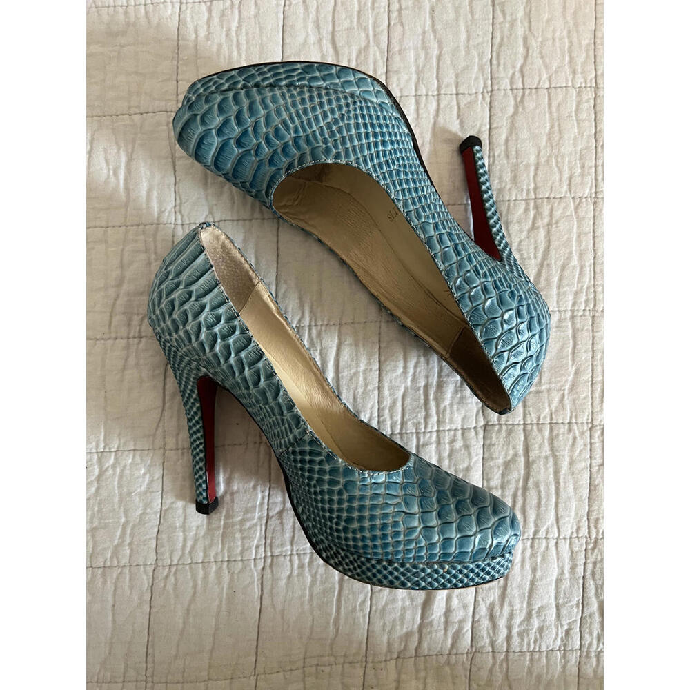 Authentic Christian Louboutin Blue Python Snakesk… - image 6